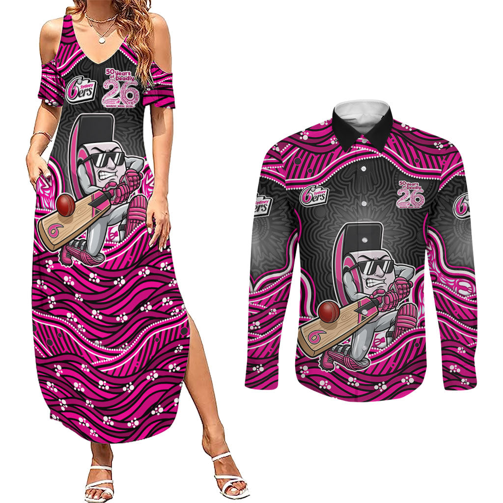 Sydney Sixers NAIDOC Week 2026 Couples Matching Summer Maxi Dress and Long Sleeve Button Shirt Aboriginal Indigenous - 50 Years of Deadly