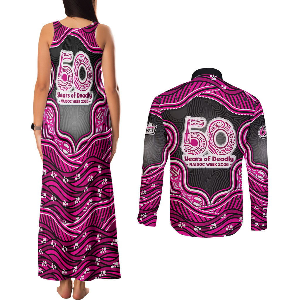Sydney Sixers NAIDOC Week 2026 Couples Matching Tank Maxi Dress and Long Sleeve Button Shirt Aboriginal Indigenous - 50 Years of Deadly