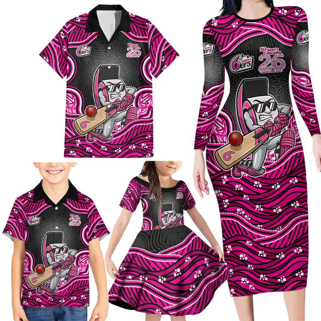 Sydney Sixers NAIDOC Week 2026 Family Matching Long Sleeve Bodycon Dress and Hawaiian Shirt Aboriginal Indigenous - 50 Years of Deadly