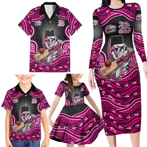 Sydney Sixers NAIDOC Week 2026 Family Matching Long Sleeve Bodycon Dress and Hawaiian Shirt Aboriginal Indigenous - 50 Years of Deadly