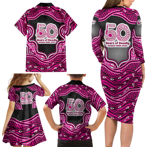 Sydney Sixers NAIDOC Week 2026 Family Matching Long Sleeve Bodycon Dress and Hawaiian Shirt Aboriginal Indigenous - 50 Years of Deadly
