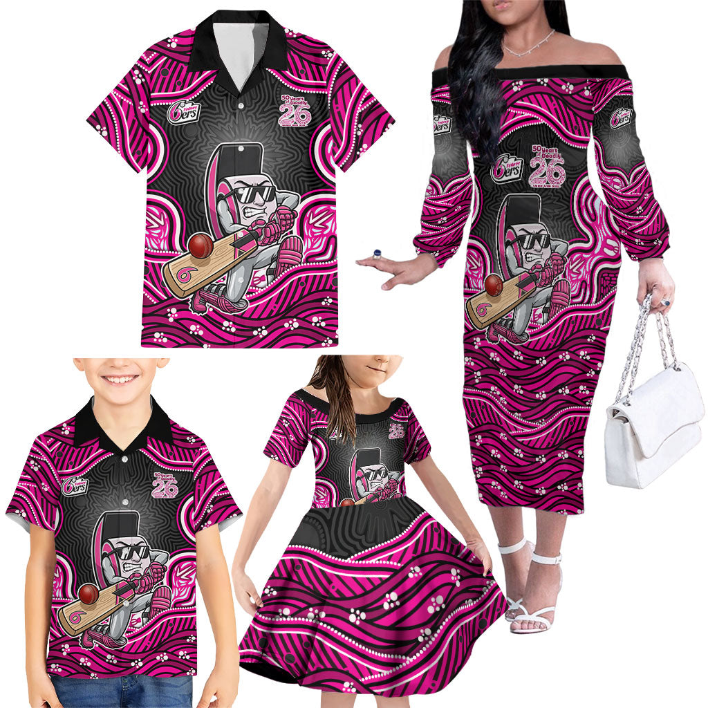 Sydney Sixers NAIDOC Week 2026 Family Matching Off The Shoulder Long Sleeve Dress and Hawaiian Shirt Aboriginal Indigenous - 50 Years of Deadly
