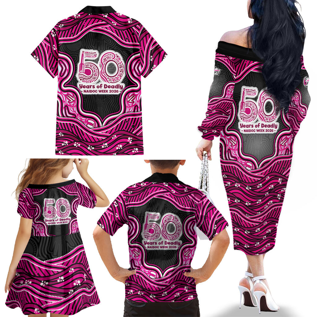 Sydney Sixers NAIDOC Week 2026 Family Matching Off The Shoulder Long Sleeve Dress and Hawaiian Shirt Aboriginal Indigenous - 50 Years of Deadly