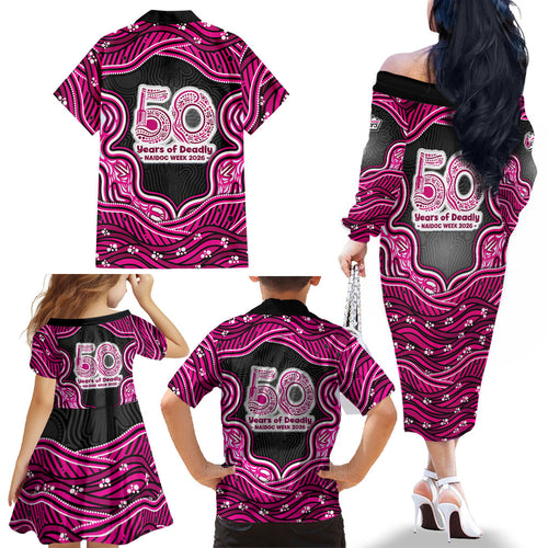 Sydney Sixers NAIDOC Week 2026 Family Matching Off The Shoulder Long Sleeve Dress and Hawaiian Shirt Aboriginal Indigenous - 50 Years of Deadly