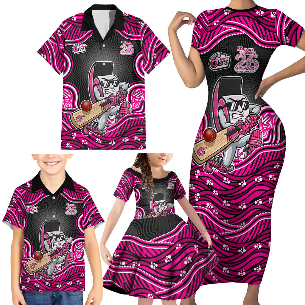 Sydney Sixers NAIDOC Week 2026 Family Matching Short Sleeve Bodycon Dress and Hawaiian Shirt Aboriginal Indigenous - 50 Years of Deadly