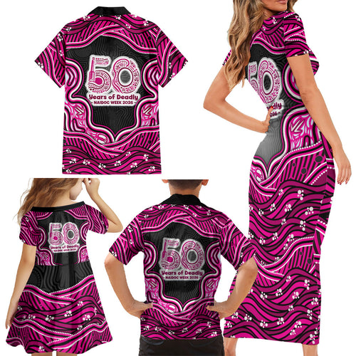 Sydney Sixers NAIDOC Week 2026 Family Matching Short Sleeve Bodycon Dress and Hawaiian Shirt Aboriginal Indigenous - 50 Years of Deadly