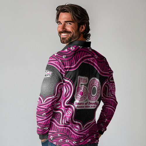 Sydney Sixers NAIDOC Week 2026 Long Sleeve Polo Shirt Aboriginal Indigenous - 50 Years of Deadly