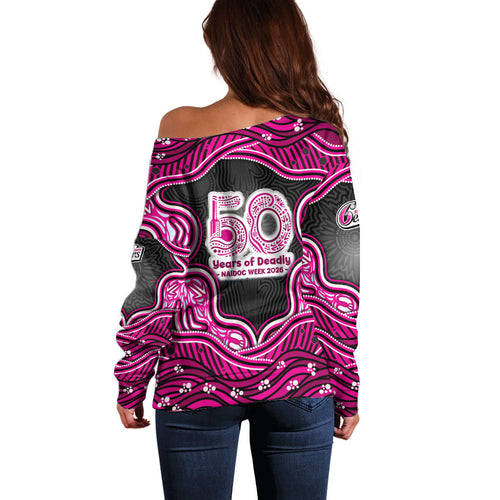 Sydney Sixers NAIDOC Week 2026 Off Shoulder Sweater Aboriginal Indigenous - 50 Years of Deadly