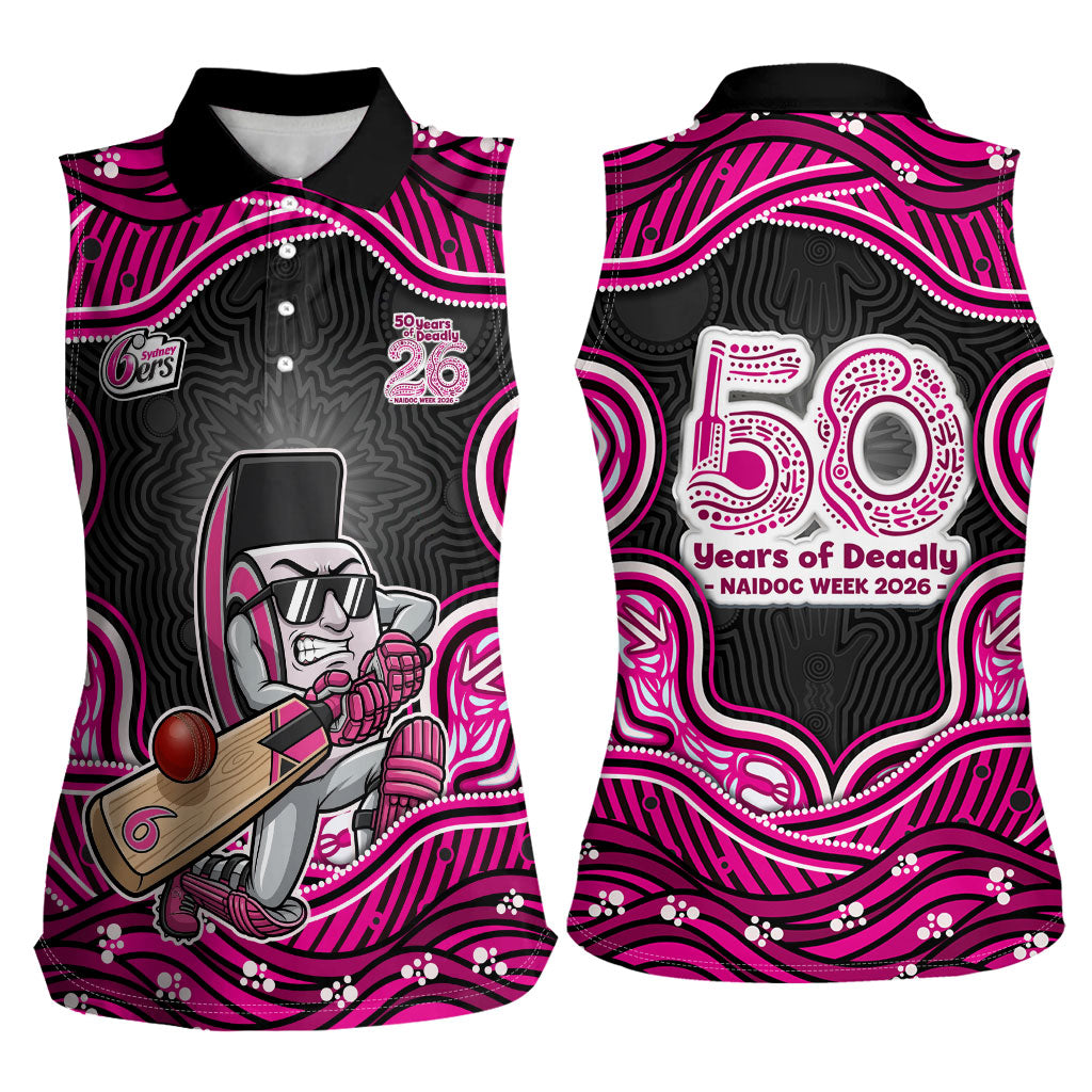 Sydney Sixers NAIDOC Week 2026 Women Sleeveless Polo Shirt Aboriginal Indigenous - 50 Years of Deadly