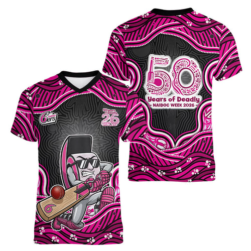 Sydney Sixers NAIDOC Week 2026 Women V-Neck T-Shirt Aboriginal Indigenous - 50 Years of Deadly