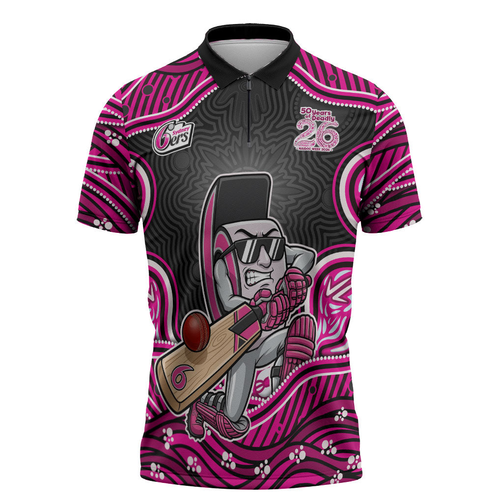 Sydney Sixers NAIDOC Week 2026 Zipper Polo Shirt Aboriginal Indigenous - 50 Years of Deadly