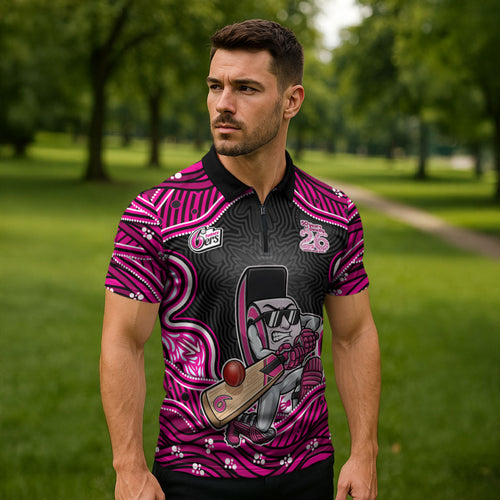 Sydney Sixers NAIDOC Week 2026 Zipper Polo Shirt Aboriginal Indigenous - 50 Years of Deadly
