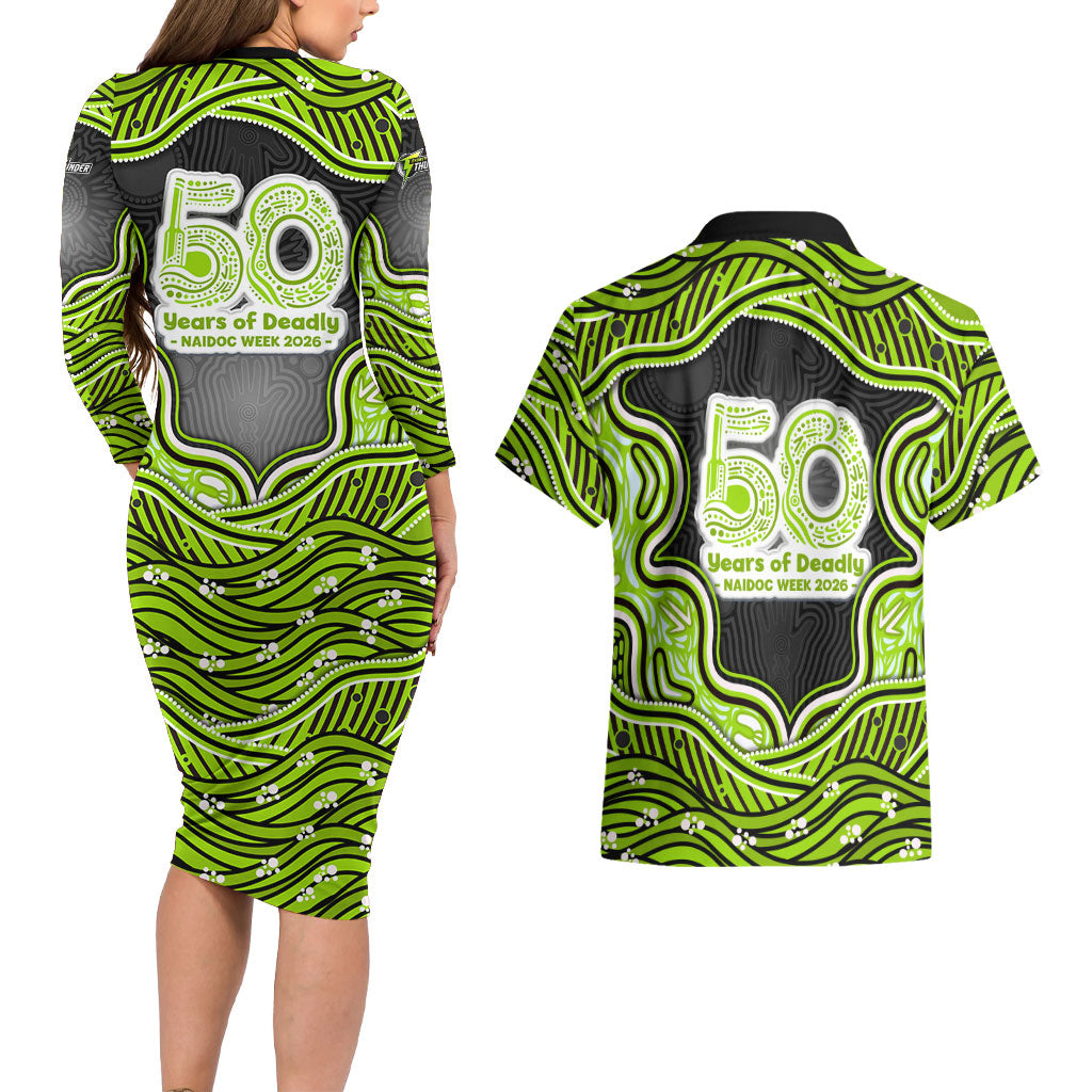 Sydney Thunder NAIDOC Week 2026 Couples Matching Long Sleeve Bodycon Dress and Hawaiian Shirt Aboriginal Indigenous - 50 Years of Deadly