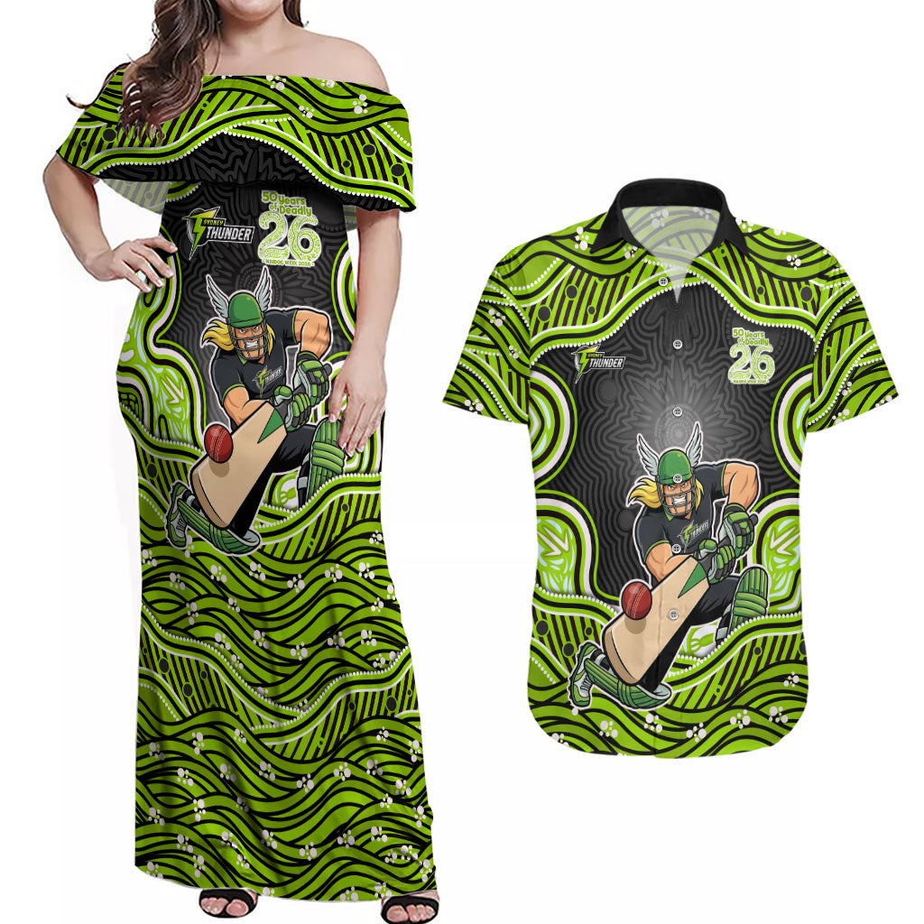 Sydney Thunder NAIDOC Week 2026 Couples Matching Off Shoulder Maxi Dress and Hawaiian Shirt Aboriginal Indigenous - 50 Years of Deadly