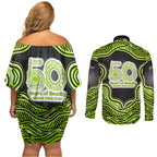 Sydney Thunder NAIDOC Week 2026 Couples Matching Off Shoulder Short Dress and Long Sleeve Button Shirt Aboriginal Indigenous - 50 Years of Deadly