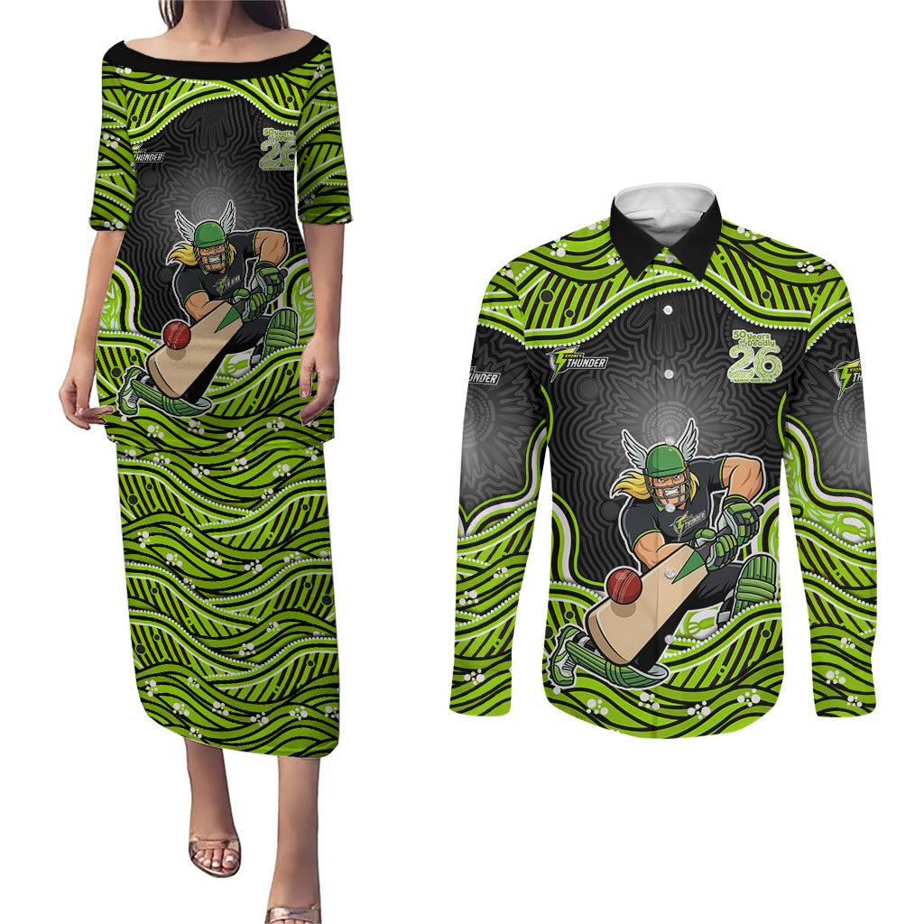 Sydney Thunder NAIDOC Week 2026 Couples Matching Puletasi and Long Sleeve Button Shirt Aboriginal Indigenous - 50 Years of Deadly