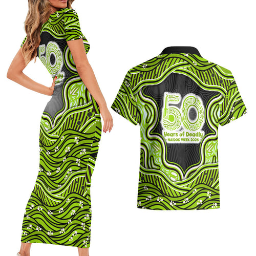 Sydney Thunder NAIDOC Week 2026 Couples Matching Short Sleeve Bodycon Dress and Hawaiian Shirt Aboriginal Indigenous - 50 Years of Deadly