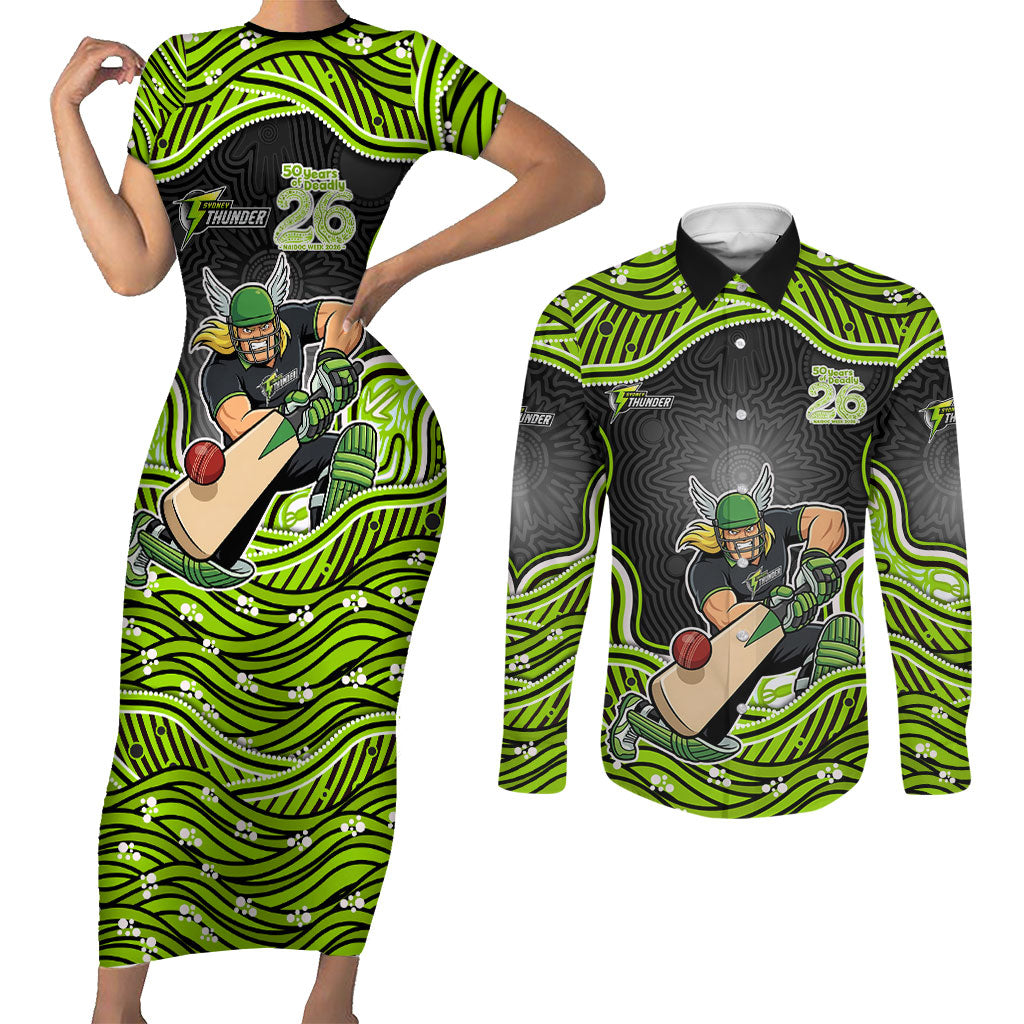 Sydney Thunder NAIDOC Week 2026 Couples Matching Short Sleeve Bodycon Dress and Long Sleeve Button Shirt Aboriginal Indigenous - 50 Years of Deadly