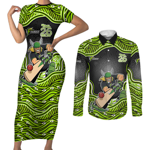 Sydney Thunder NAIDOC Week 2026 Couples Matching Short Sleeve Bodycon Dress and Long Sleeve Button Shirt Aboriginal Indigenous - 50 Years of Deadly
