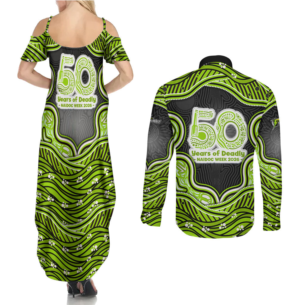 Sydney Thunder NAIDOC Week 2026 Couples Matching Summer Maxi Dress and Long Sleeve Button Shirt Aboriginal Indigenous - 50 Years of Deadly