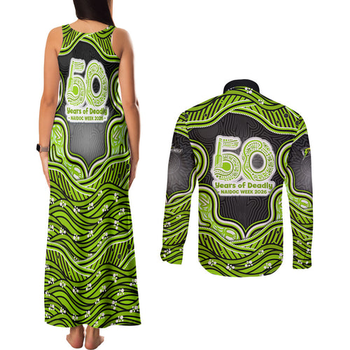 Sydney Thunder NAIDOC Week 2026 Couples Matching Tank Maxi Dress and Long Sleeve Button Shirt Aboriginal Indigenous - 50 Years of Deadly
