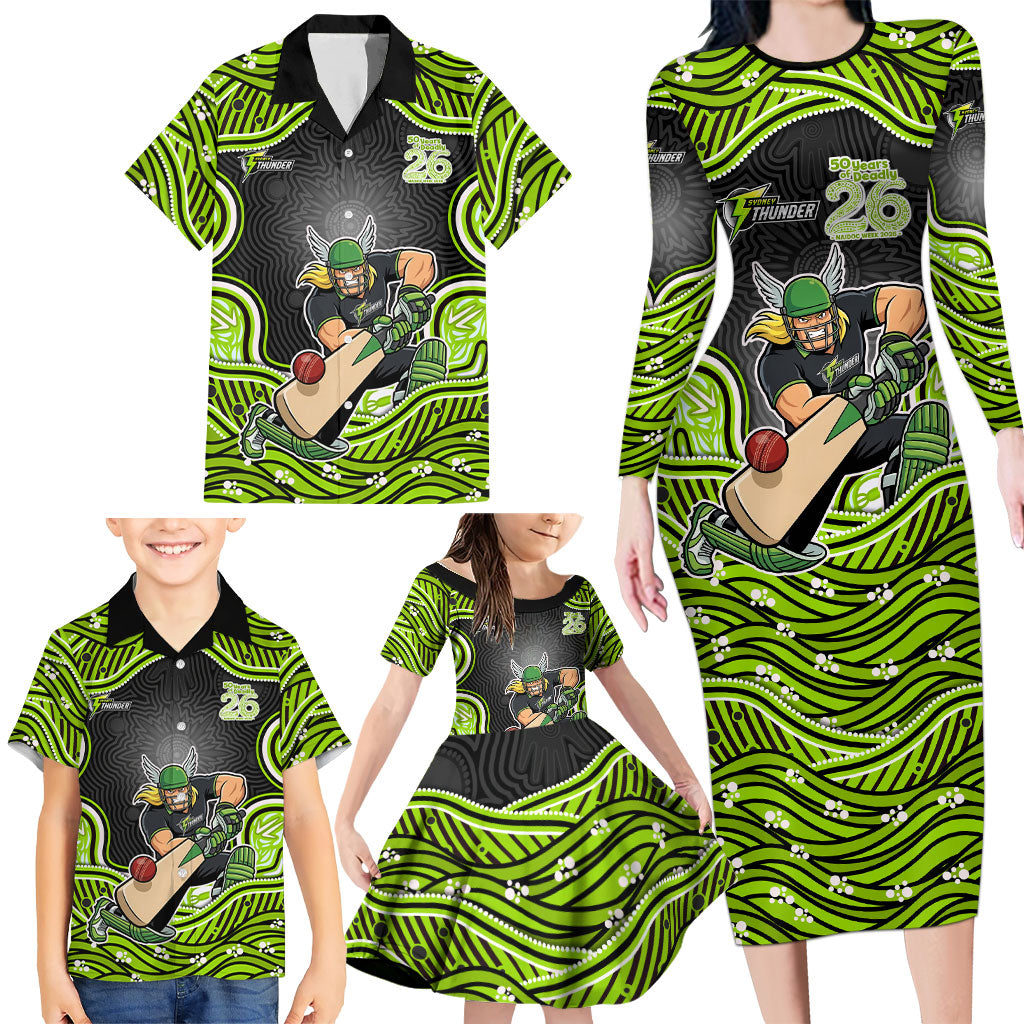 Sydney Thunder NAIDOC Week 2026 Family Matching Long Sleeve Bodycon Dress and Hawaiian Shirt Aboriginal Indigenous - 50 Years of Deadly