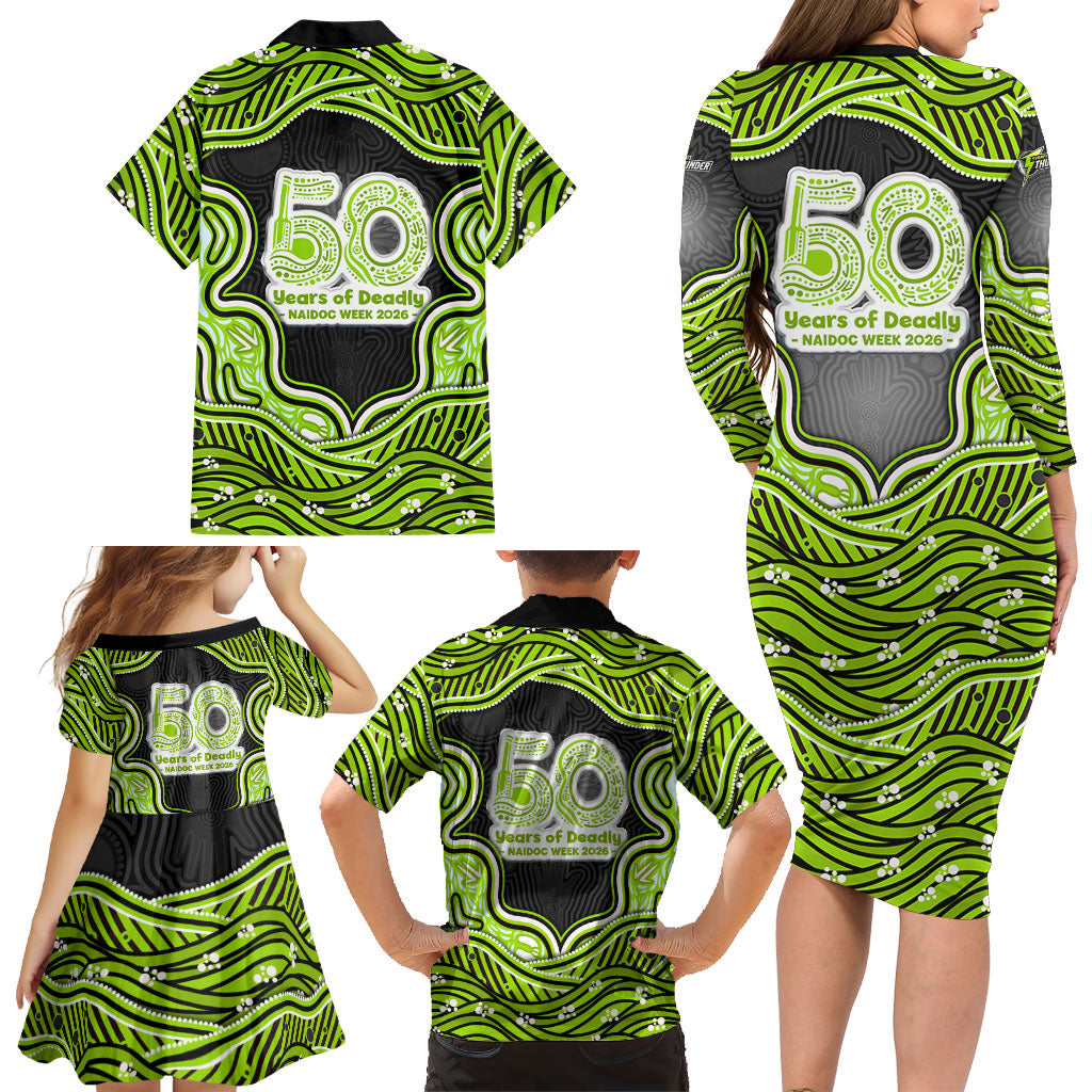 Sydney Thunder NAIDOC Week 2026 Family Matching Long Sleeve Bodycon Dress and Hawaiian Shirt Aboriginal Indigenous - 50 Years of Deadly