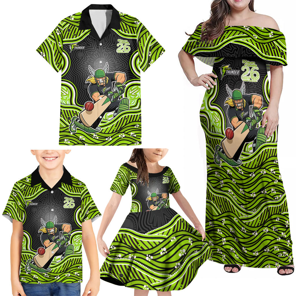 Sydney Thunder NAIDOC Week 2026 Family Matching Off Shoulder Maxi Dress and Hawaiian Shirt Aboriginal Indigenous - 50 Years of Deadly