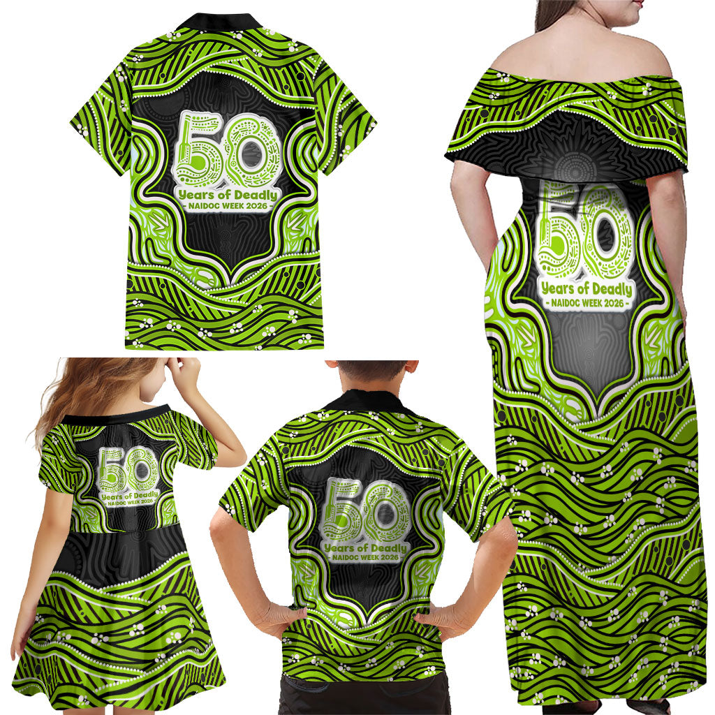 Sydney Thunder NAIDOC Week 2026 Family Matching Off Shoulder Maxi Dress and Hawaiian Shirt Aboriginal Indigenous - 50 Years of Deadly