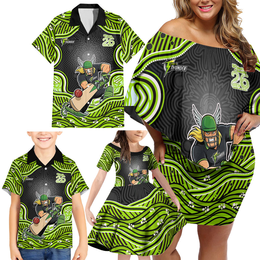 Sydney Thunder NAIDOC Week 2026 Family Matching Off Shoulder Short Dress and Hawaiian Shirt Aboriginal Indigenous - 50 Years of Deadly