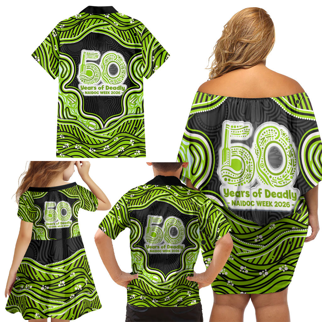 Sydney Thunder NAIDOC Week 2026 Family Matching Off Shoulder Short Dress and Hawaiian Shirt Aboriginal Indigenous - 50 Years of Deadly