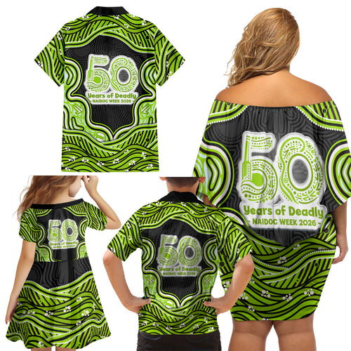 Sydney Thunder NAIDOC Week 2026 Family Matching Off Shoulder Short Dress and Hawaiian Shirt Aboriginal Indigenous - 50 Years of Deadly