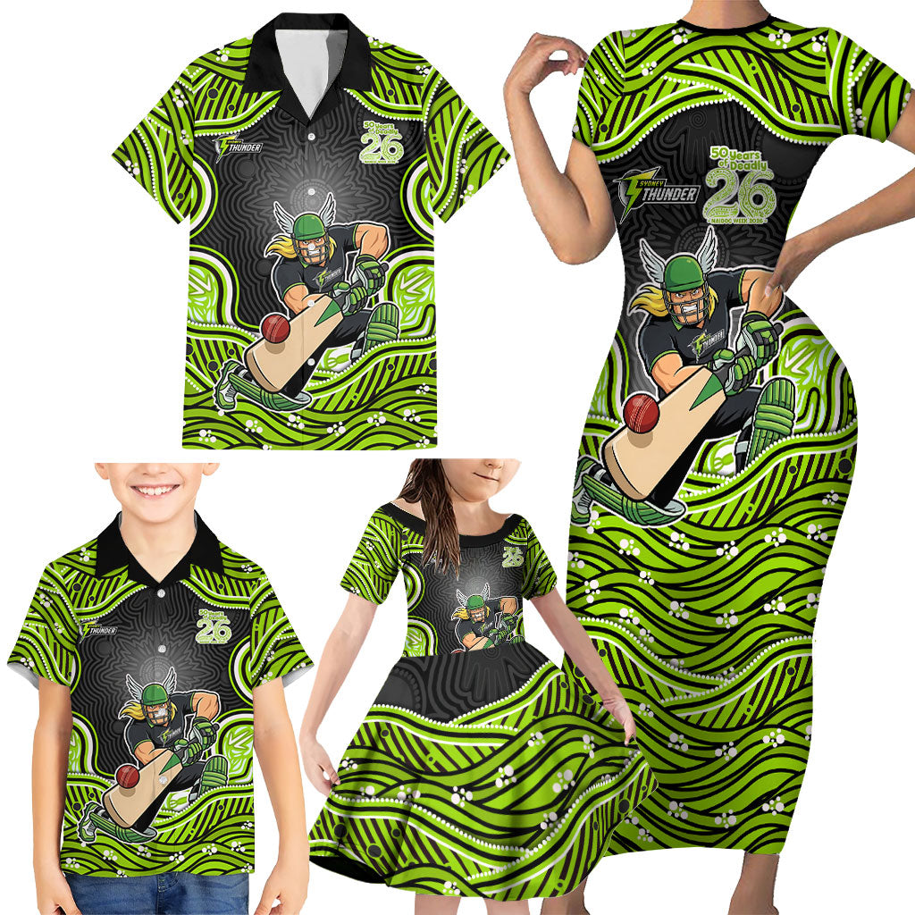 Sydney Thunder NAIDOC Week 2026 Family Matching Short Sleeve Bodycon Dress and Hawaiian Shirt Aboriginal Indigenous - 50 Years of Deadly