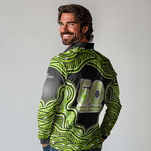 Sydney Thunder NAIDOC Week 2026 Long Sleeve Polo Shirt Aboriginal Indigenous - 50 Years of Deadly