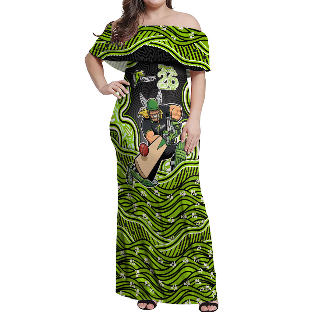 Sydney Thunder NAIDOC Week 2026 Off Shoulder Maxi Dress Aboriginal Indigenous - 50 Years of Deadly