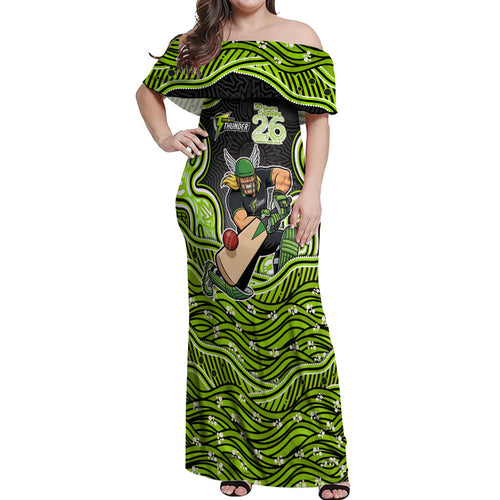 Sydney Thunder NAIDOC Week 2026 Off Shoulder Maxi Dress Aboriginal Indigenous - 50 Years of Deadly