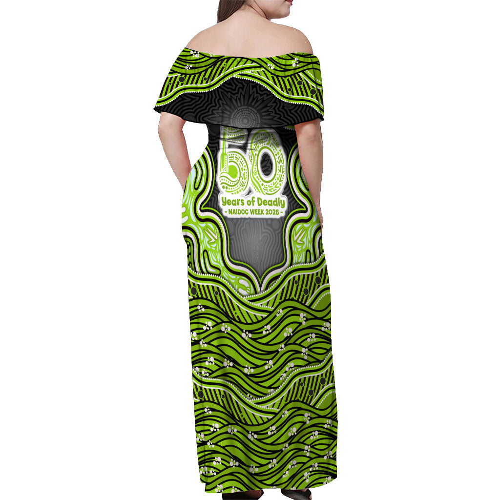 Sydney Thunder NAIDOC Week 2026 Off Shoulder Maxi Dress Aboriginal Indigenous - 50 Years of Deadly