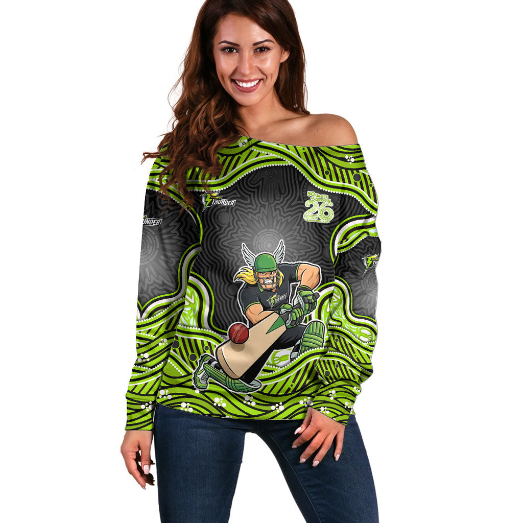 Sydney Thunder NAIDOC Week 2026 Off Shoulder Sweater Aboriginal Indigenous - 50 Years of Deadly