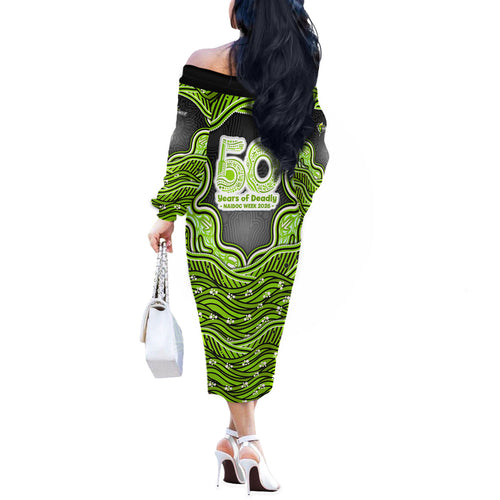 Sydney Thunder NAIDOC Week 2026 Off The Shoulder Long Sleeve Dress Aboriginal Indigenous - 50 Years of Deadly