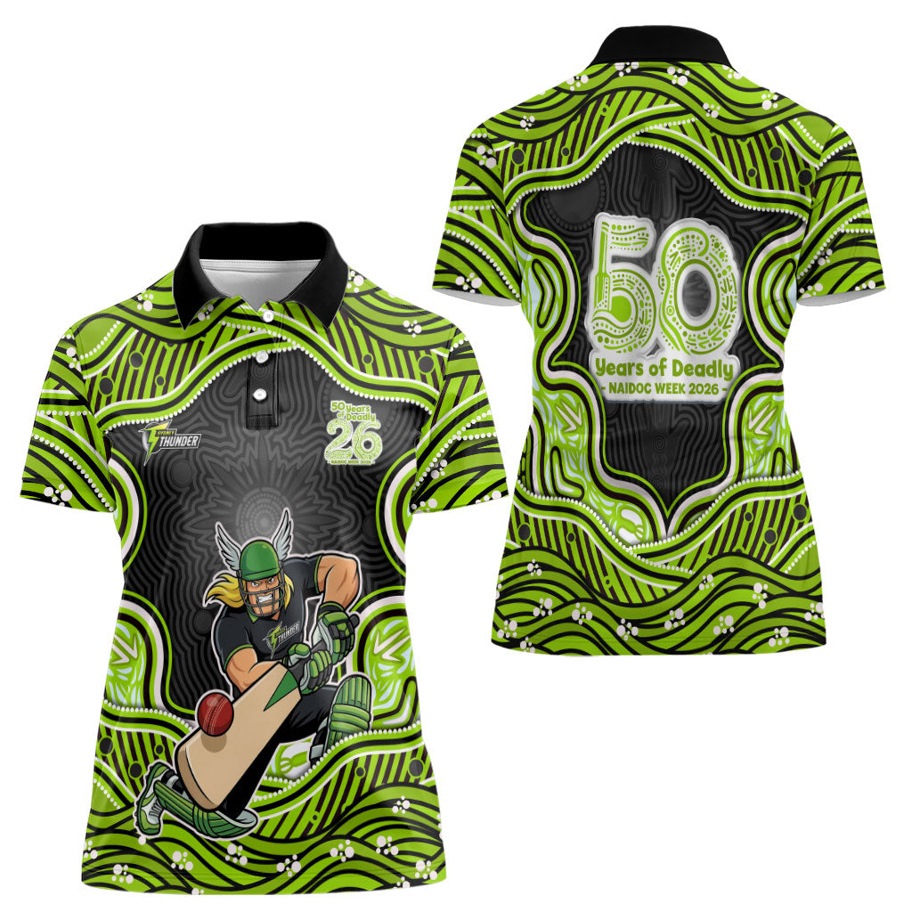 Sydney Thunder NAIDOC Week 2026 Women Polo Shirt Aboriginal Indigenous - 50 Years of Deadly