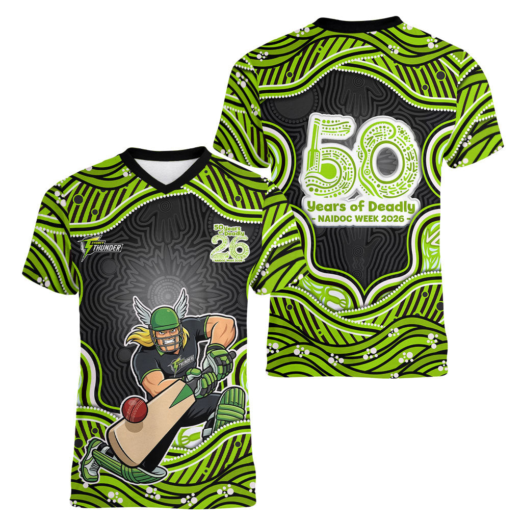 Sydney Thunder NAIDOC Week 2026 Women V-Neck T-Shirt Aboriginal Indigenous - 50 Years of Deadly
