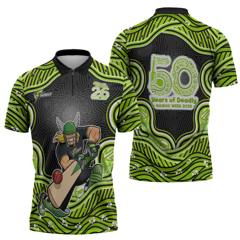 Sydney Thunder NAIDOC Week 2026 Zipper Polo Shirt Aboriginal Indigenous - 50 Years of Deadly