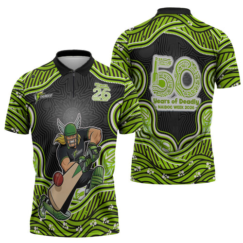 Sydney Thunder NAIDOC Week 2026 Zipper Polo Shirt Aboriginal Indigenous - 50 Years of Deadly