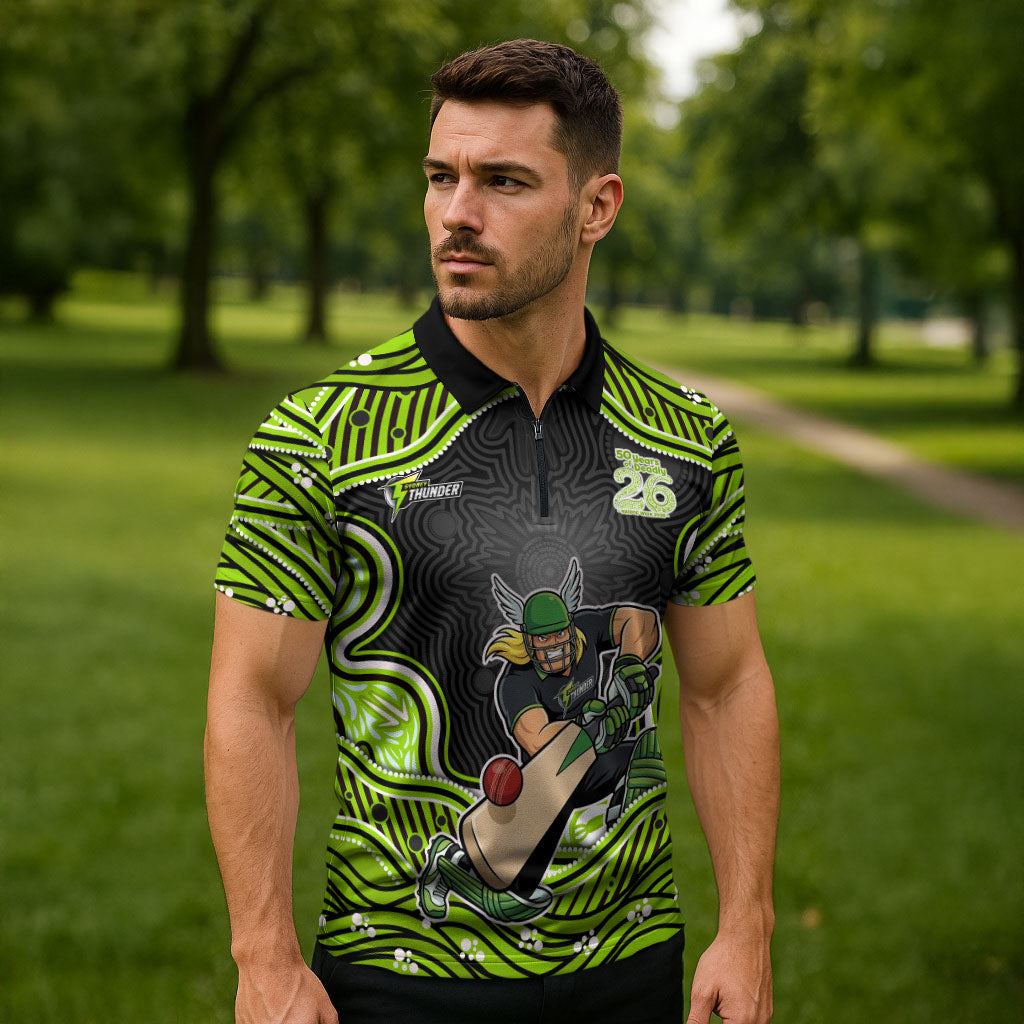 Sydney Thunder NAIDOC Week 2026 Zipper Polo Shirt Aboriginal Indigenous - 50 Years of Deadly