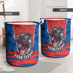 Personalized Newcastle Knights ANZAC Tribute Laundry Basket Poppy Field Soldier Silhouette Aboriginal Rugby Mascot