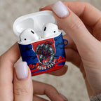 Personalized Newcastle Knights ANZAC Tribute AirPods Case Poppy Field Soldier Silhouette Aboriginal Rugby Mascot