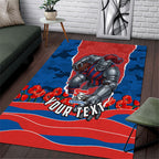 Personalized Newcastle Knights ANZAC Tribute Area Rug Poppy Field Soldier Silhouette Aboriginal Rugby Mascot