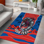Personalized Newcastle Knights ANZAC Tribute Area Rug Poppy Field Soldier Silhouette Aboriginal Rugby Mascot