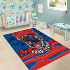 Personalized Newcastle Knights ANZAC Tribute Area Rug Poppy Field Soldier Silhouette Aboriginal Rugby Mascot