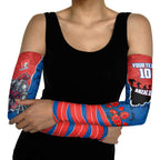 Personalized Newcastle Knights ANZAC Tribute Arm Sleeves Poppy Field Soldier Silhouette Aboriginal Rugby Mascot